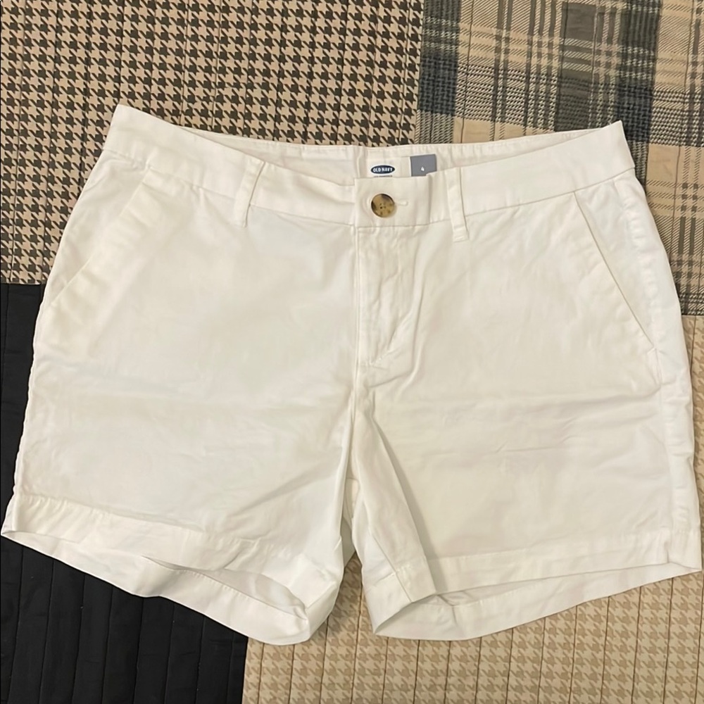 Old Navy White Bermuda Shorts Tailored Cotton Twill